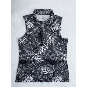 Emerald 18 Women's Golf Shirt Sleeveless V-Neck Black/White Size Small